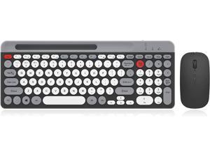 Bluetooth Keyboard and Mouse Wireless, LORERAN Multi-Device Rechargeable Keyboard and Mouse Combo with Phone Holder Dual-Mode (Bluetooth 5.0+3.0+2.4G) Compatible with Mac/Windows/iOS/Android