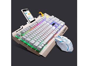 Keyboard G700 USB RGB Backlight Wired Optical Gaming Mouse and Keyboard Set, Keyboard Cable Length: 1.35m, Mouse Cable Length: 1.3m(Black) Laptop Accessories (Color : White)