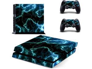 UUShop Vinyl Skin Decal Sticker Cover Set for PS4 Console and 2 Dualshock Controllers Skin Green Lightnings