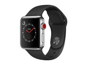 Apple Watch Series 3 38mm GPS + Cellular - Stainless Steel - Black Sport Band Apple Watch Series 3 38mm GPS + Cellular - Stainless Steel - Black Sport Band