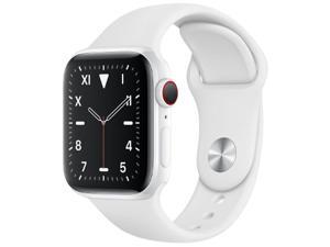 Refurbished: Apple Watch Series 5 44mm GPS Cellular Ceramic White with  White Band - Newegg.com