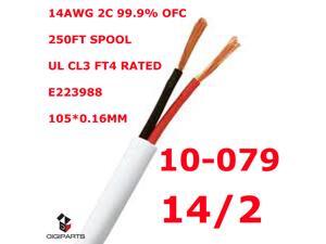 DIGIPARTS 14GA 2 conductors pure copper UL CL3 In wall rated speaker cable wire 250FT