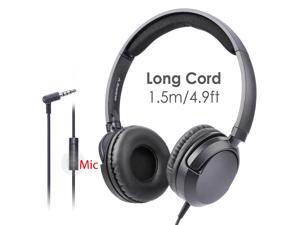 Avantree Superb Sound Wired Headphones with Microphone, 1.5M/4.9FT Long Cord with Mic for Adults, School Students, Kids, Comfortable On Ear Headsets for Computer, Laptop, Tablet, Phone - 026 Black Avantree Superb Sound Wired Headphones with Microphone, 1.5M/4.9FT Long Cord with Mic for Adults, School Students, Kids, Comfortable On Ear Headsets for Computer, Laptop, Tablet, Phone - 026 Black