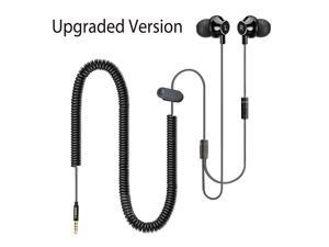 Headphones for TV with LONG CORD Earbuds, 12FT/3.5M Extension Cable Earphones Ear buds for PC, 3.5mm Audio Output, Metal Stereo In-Ear Wired Bass Headset with Spring Coil Wire - Avantree HF027