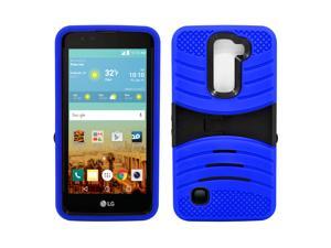 LG K10 / Premier LTE Hybrid Silicone Case Cover Stand Blue