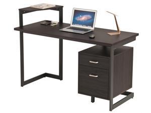 ProHT Home Office Computer Desk with Two Drawers, Chocolate Brown, 05018 ProHT Home Office Computer Desk with Two Drawers, Chocolate Brown, 05018