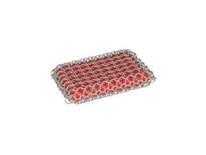 Lodge ACM10R41 Chainmail Heavy Duty Cast Iron Scrubbing Pad, Red/Silver