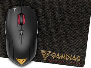 GAMDIAS Optical Gaming Mouse with 3200 DPI Sensor, 2 Smart Buttons and Gaming Mouse Mat (Demeter E1) GAMDIAS Optical Gaming Mouse with 3200 DPI Sensor, 2 Smart Buttons and Gaming Mouse Mat (Demeter E1)