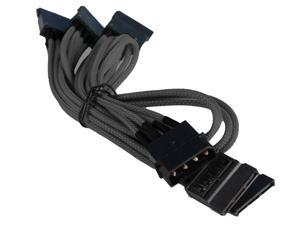 4-Pin to 5 x SATA Cable Cord Premium Sleeved Braided Adapter PC Computer