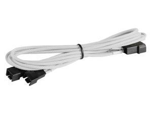 White 4-pin Molex to 2x 3-Pin Fan Braided Power Cord Cable Adapter PC Computer White 4-pin Molex to 2x 3-Pin Fan Braided Power Cord Cable Adapter PC Computer