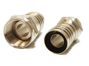 Coax Crimp-On RG6 1/2 (.5) Inch Long Barrel Connector F-Type Plug Coax Crimp-On RG6 1/2 (.5) Inch Long Barrel Connector F-Type Plug