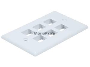 Monoprice 6-Hole 1-Gang Keystone Wall Plate - White