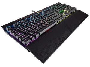 corsair k70 rgb mk.2 mechanical gaming keyboard - usb passthrough & media controls - tactile & clicky - cherry mx blue - rgb le