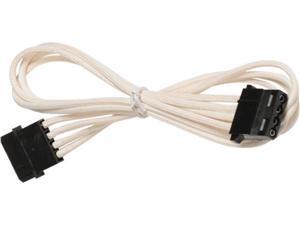 White 4-Pin Molex Single Cable Premium Braided Male to Female Molex Extension White 4-Pin Molex Single Cable Premium Braided Male to Female Molex Extension