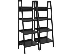 DHP Ameriwood Home Lawrence 4 Shelf Ladder Bookcase Bundle Black 9482096