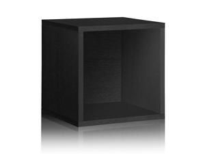 Way Basics 15"H Large Eco Modern Stackable Storage Cube Black Wood Grain