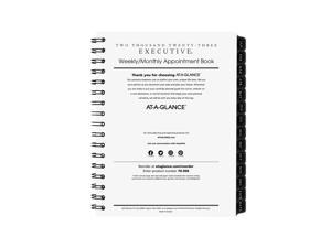 2023 AT-A-GLANCE Executive 6.5"" x 8.75"" Weekly & Monthly Appointment Book