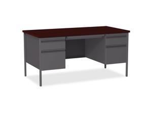 Lorell Double Pedestal Desk 60"x30"x29-1/2" Mahogany 60928 Lorell Double Pedestal Desk 60"x30"x29-1/2" Mahogany 60928