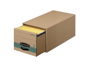 Fellowes 1231101 Super Stor/Drawer Steel Plus Storage Box, Letter, Kraft/Green, 6/Carton