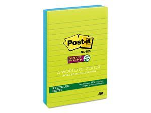 Post-it Recycled Notes in Bora Bora Colors Lined 4 x 6 90-Sheet 3/Pack 6603SST Post-it Recycled Notes in Bora Bora Colors Lined 4 x 6 90-Sheet 3/Pack 6603SST