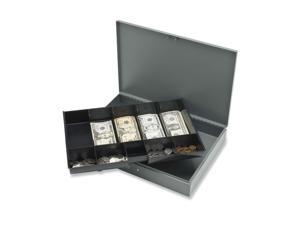 Sparco Products 15500 Cash Box,w/ 2 Keys,10 Compartments,15-2/5" x 10-1/2" x 2-1/4, GY SPR15500
