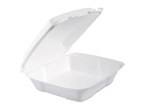 DART Foam Hinged Lid Containers 9.375 x 9.375 x 3 White 200/Carton 90HT1R DART Foam Hinged Lid Containers 9.375 x 9.375 x 3 White 200/Carton 90HT1R