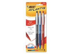 BIC VCGBP31AST Atlantis Bold Retractable Ball Pen, Assorted Ink, 3/Pack BIC VCGBP31AST Atlantis Bold Retractable Ball Pen, Assorted Ink, 3/Pack