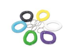 Universal Office Products UNV56051 Wrist Coil Plus Key Ring, Plastic, Assorted Colors, 6/pack