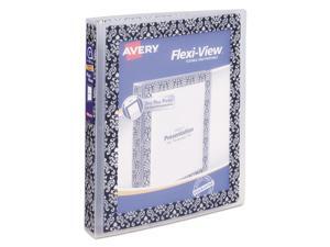 Avery Flexi-View Binder with Round Rings 1" Black/White Damask 17644 Avery Flexi-View Binder with Round Rings 1" Black/White Damask 17644