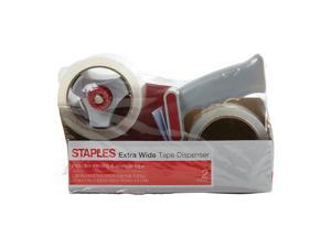 Staples Extra Wide PKing Tape with Dispenser 2.83" x 54.6 Yds Clear 2/RL 394929 Staples Extra Wide PKing Tape with Dispenser 2.83" x 54.6 Yds Clear 2/RL 394929