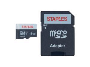 Staples 16GB High Speed Micro SDHC Card Class 10 with SD Adapter 1668460 Staples 16GB High Speed Micro SDHC Card Class 10 with SD Adapter 1668460