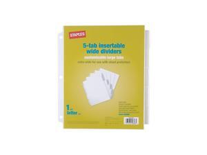 Staples Extra Wide Tab Dividers, Clear, 5-Tab Staples Extra Wide Tab Dividers, Clear, 5-Tab