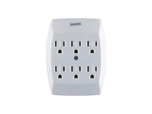 Staples 6-Outlet In-Wall Plug-In Power Adapter White (22145) Staples 6-Outlet In-Wall Plug-In Power Adapter White (22145)