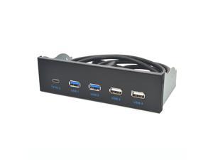 5 Port USB Front Panel (1x USB 3.1 Gen2 Type-C + 2x USB 3.0 + 2x USB 2.0) Black for PC Case Enclosure 5.25 inch CD DVD ROM Optical Drive Bay Seat