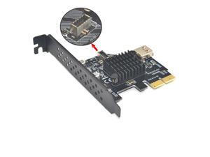 PCI-E Express 2X to USB 3.1 Gen2 Motherboard USB Header Type-E Female 20PIN Socket Add-on Expansion Card Adapter Board with Standard & Low Profile Back Panel Bracket