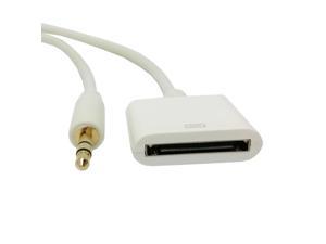 iPod/iPhone 30 Pin Female Dock Connection to 3.5mm Male Audio Output Cable White