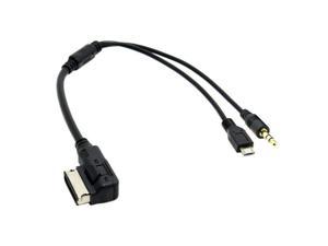 Stereo 35mm Audio  Micro USB Aux to Media In AMI MDI Adapter Cable For Car VW AUDI 2014 A4 A6 Q5 Q7  Galaxy Note3  S4 30cm
