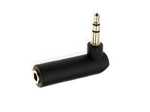 Left/Right Angled 90 Degree 3.5mm Audio Stereo Male to Female Extension Adapter Black 3-conductor (TRS) Plug to Jack