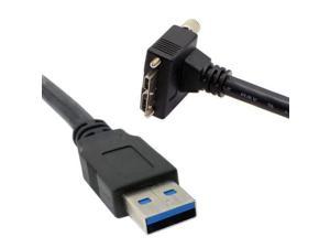 USB 3.0 Male to 90 Degree Up Angled Micro B Male Data Cable with Screws Mount for Industrial Camera 3m