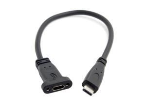 USB 3.1 Type-C USB-C Male to Female Extension Cable with Panel Mount Screw Hole for Data and Power Charge Black 0.2m USB 3.1 Type-C USB-C Male to Female Extension Cable with Panel Mount Screw Hole for Data and Power Charge Black 0.2m