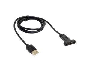 USB 2.0 Type-A Male to USB 3.1 Type-C USB-C Female Data and Power Charge Cable with Panel Mount Screw Hole Black 0.9m USB 2.0 Type-A Male to USB 3.1 Type-C USB-C Female Data and Power Charge Cable with Panel Mount Screw Hole Black 0.9m