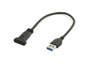 USB 3.0 Type-A Male to USB 3.1 Type-C USB-C Female Data and Power Charge Cable with Panel Mount Screw Hole Black 0.2m USB 3.0 Type-A Male to USB 3.1 Type-C USB-C Female Data and Power Charge Cable with Panel Mount Screw Hole Black 0.2m