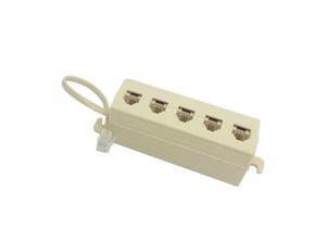 5 Way Outlet 6P4C RJ11 RJ12 Phone Modular Jack Cable 1-to-5 Splitter Adapter Beige