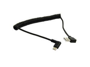 Right Angled 90 Degree USB 2.0 Type-A Male to Reversible Left & Right Angled USB Type-C USB-C Male Stretch Spring Coiled Cord Data & Power Charge Cable for Phone Tablet Black 1m Right Angled 90 Degree USB 2.0 Type-A Male to Reversible Left & Right Angled USB Type-C USB-C Male Stretch Spring Coiled Cord Data & Power Charge Cable for Phone Tablet Black 1m