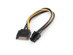 SATA 15Pin Male to PCI-E 6Pin Male Connector Converter Adapter Power Cable 15cm for Video Graphics Card SATA 15Pin Male to PCI-E 6Pin Male Connector Converter Adapter Power Cable 15cm for Video Graphics Card