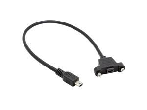 Mini USB Male to Female Extension Cable with Panel Mount Screw Hole Black 50cm Mini USB Male to Female Extension Cable with Panel Mount Screw Hole Black 50cm
