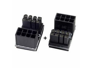 1pair ATX 8 Pin Male to Female 180 Degree Up and Down Angled Power Adapter for Desktop Motherboard Graphic Card