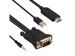 VGA Male and USB Power Supply and Auido 3.5mm Output to HDMI Male Connector Converter Adapter Cable Scaler Black 1.8m for HDTV Projector VGA Male and USB Power Supply and Auido 3.5mm Output to HDMI Male Connector Converter Adapter Cable Scaler Black 1.8m for HDTV Projector