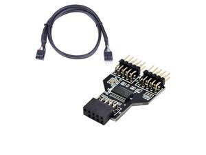 Motherboard USB 2.0 9Pin Internal Header Female to Dual 2x 9Pin Header Male HUB 1-to-2 Splitter Converter PCB Board Adapter with 30cm Extension Cable Motherboard USB 2.0 9Pin Internal Header Female to Dual 2x 9Pin Header Male HUB 1-to-2 Splitter Converter PCB Board Adapter with 30cm Extension Cable