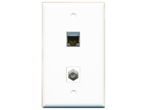 RiteAV - 1 x Cat6 Shielded Ethernet and 1 x Cable TV Coax Port Wall Plate White RiteAV - 1 x Cat6 Shielded Ethernet and 1 x Cable TV Coax Port Wall Plate White